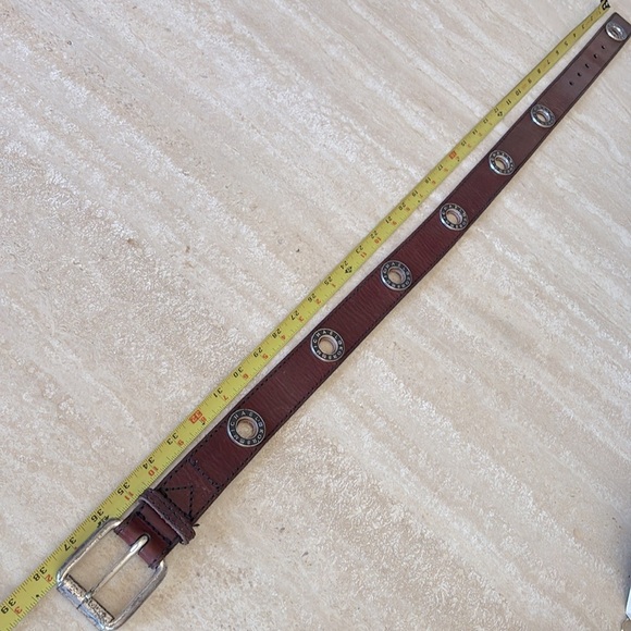 MICHAEL KORS Brown leather belt, monogram metal grommets & buckle. VTG S main image 10